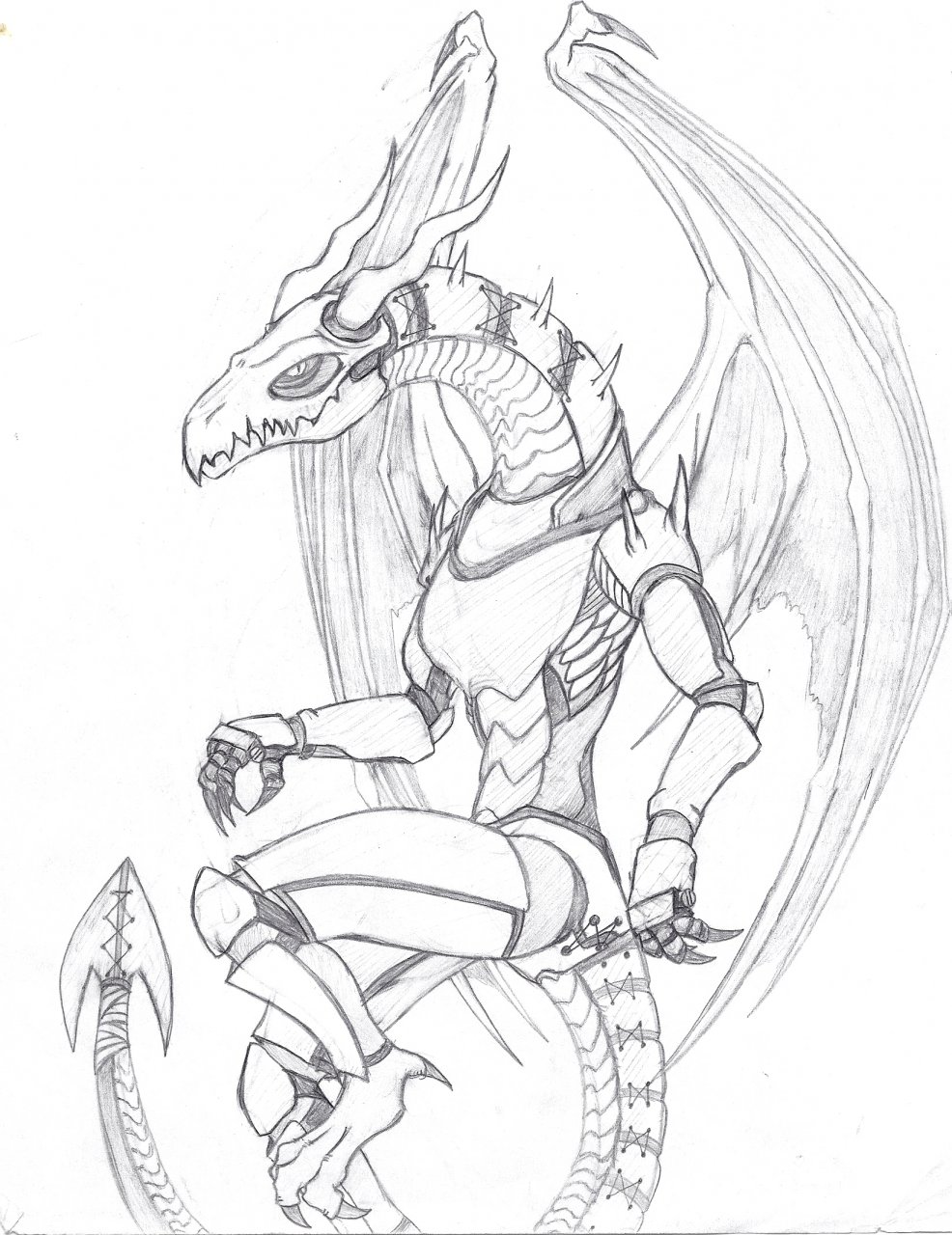armored dragon drawing