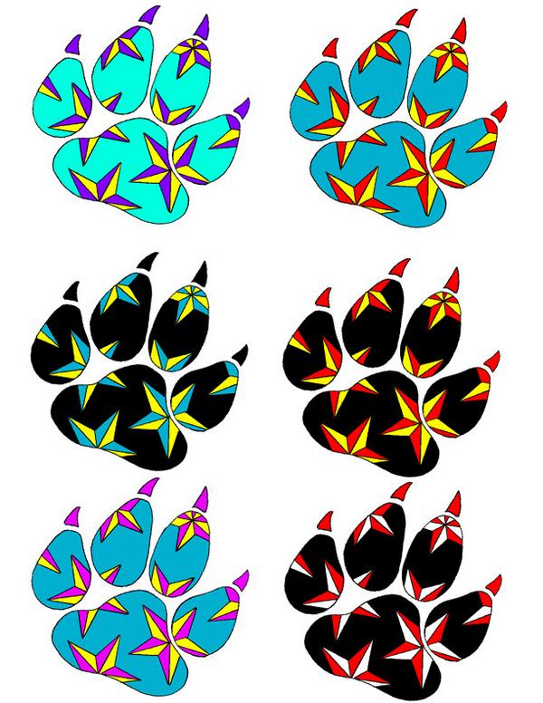 Print of Wolf Paw and Feathers, tattoo design free image download