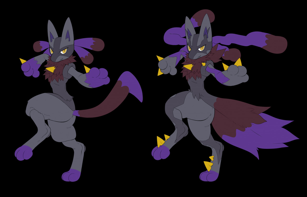 A fierce Mega Lucario - Blue the Shiny Zorua